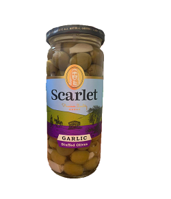 اسکارلت زیتون شور با مغز سیر 500 گرم شیشه